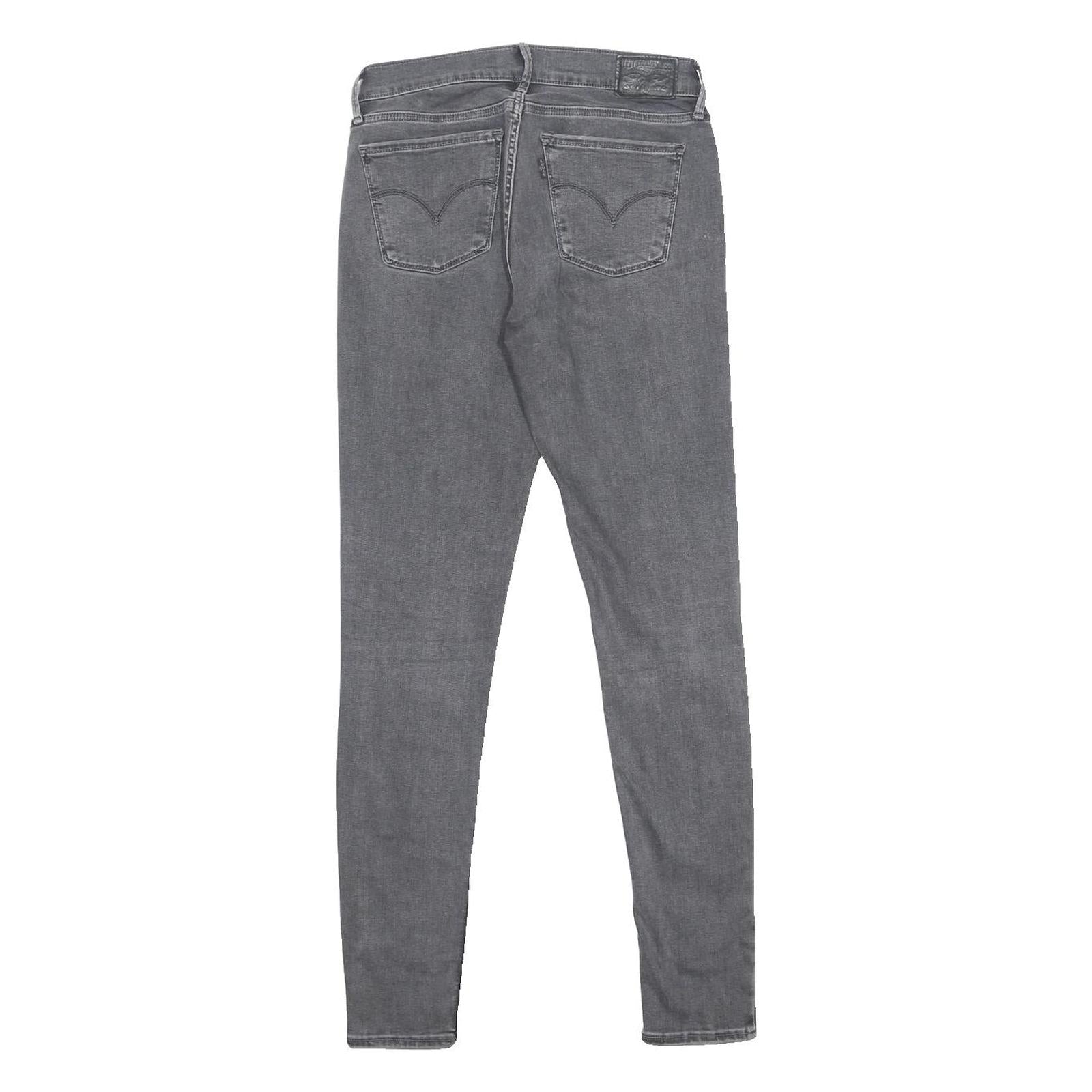 LEVI'S 710 Womens Slim Grey Denim Cotton Blend Jeans W28 L30 Zip Stretch Soft