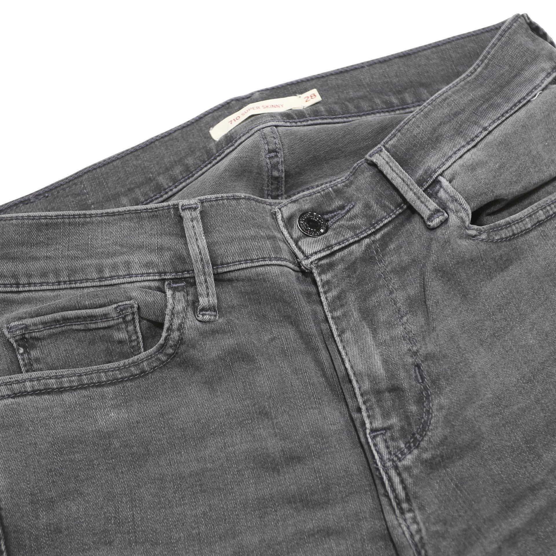 LEVI'S 710 Womens Slim Grey Denim Cotton Blend Jeans W28 L30 Zip Stretch Soft