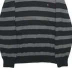 TOMMY HILFIGER Mens Black & Grey Patterned Cotton Jumper V-Neck Basic Knit L