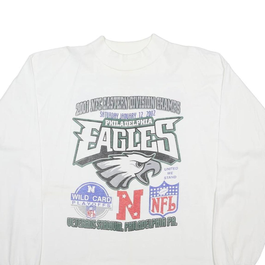 Mens White Philadelphia Eagles NFL Long Sleeve Round Neck Graphic T-Shirt L
