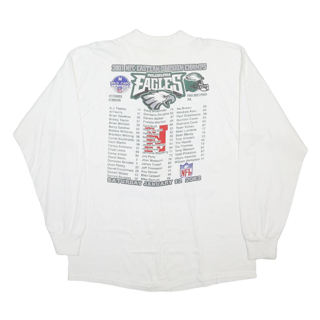 Mens White Philadelphia Eagles NFL Long Sleeve Round Neck Graphic T-Shirt L