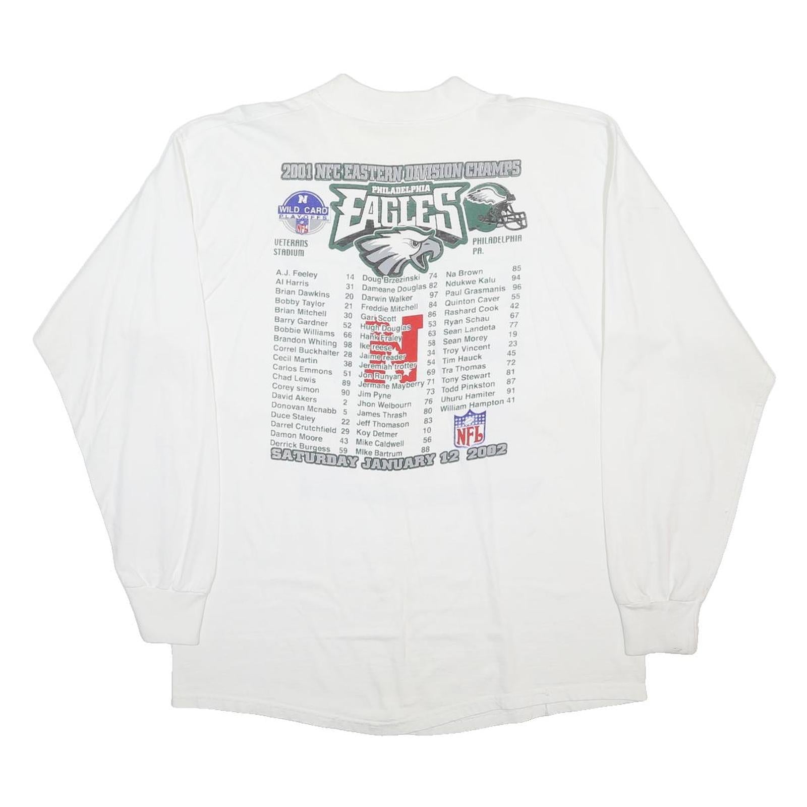Mens White Philadelphia Eagles NFL Long Sleeve Round Neck Graphic T-Shirt L
