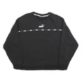 PUMA Womens Black L Crew Neck Logo Sweatshirt Cotton Blend Casual Pullover