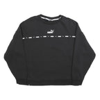 PUMA Womens Black L Crew Neck Logo Sweatshirt Cotton Blend Casual Pullover