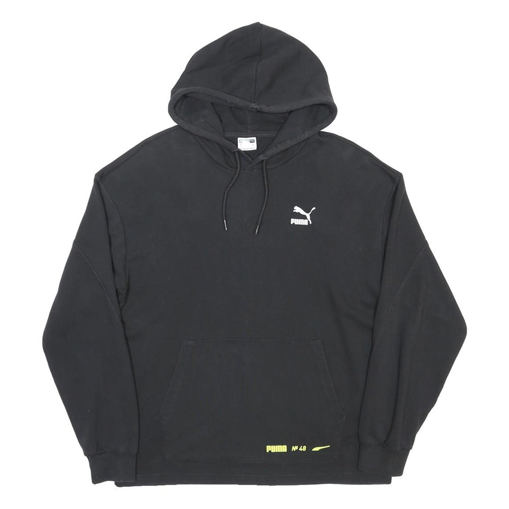 PUMA Mens Black Hoodie S Cotton Blend Pullover Drawstring Pocket Casual