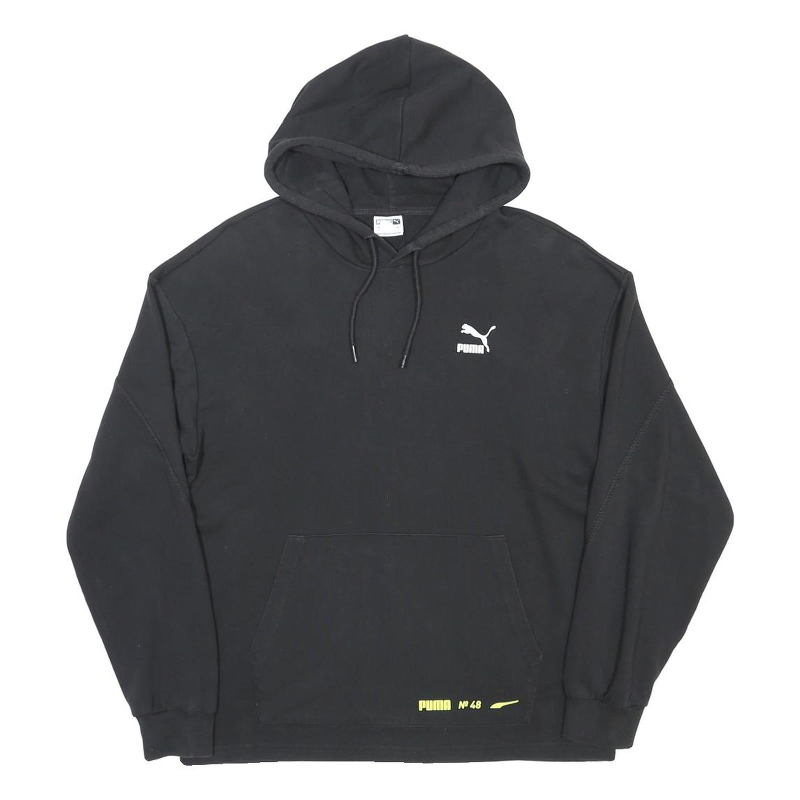 PUMA Mens Black Hoodie S Cotton Blend Pullover Drawstring Pocket Casual