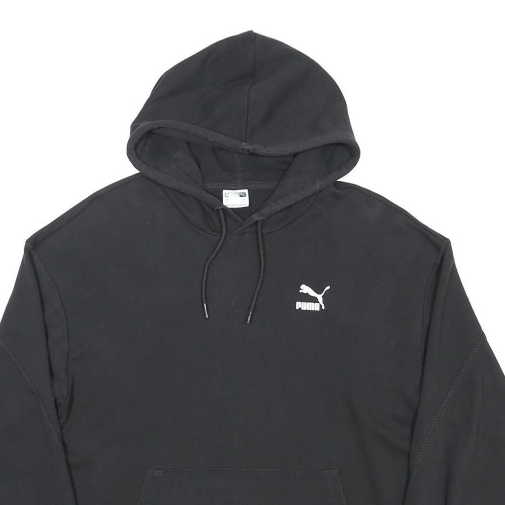 PUMA Mens Black Hoodie S Cotton Blend Pullover Drawstring Pocket Casual
