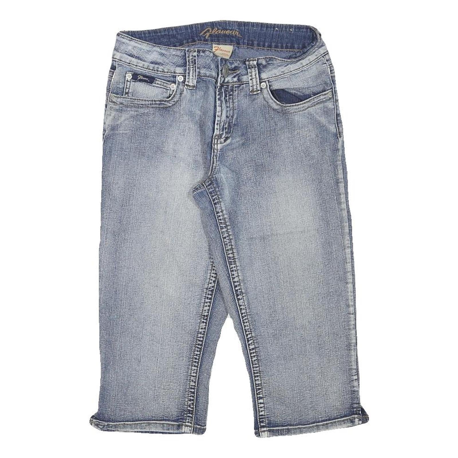 FLAVOURS Womens Shorts Blue Casual M W28 Cotton Blend Denim Pocket Detail