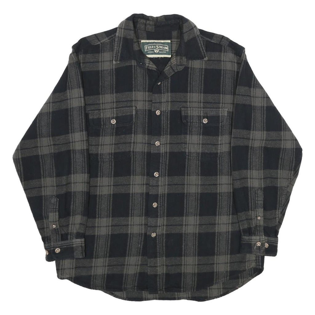 FIELD & STREAM Mens Black & Grey Check Shirt M Cotton Long Sleeve Casual