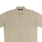 DICKIES Mens Beige Cotton Blend Work Shirt L Button Pocket Casual