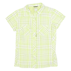 COLUMBIA Womens Lime Green Plaid Shirt S Lightweight Breathable Summer Button-Up