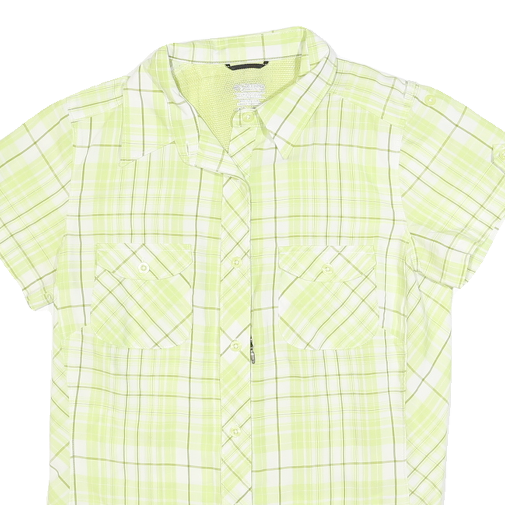 COLUMBIA Womens Lime Green Plaid Shirt S Lightweight Breathable Summer Button-Up