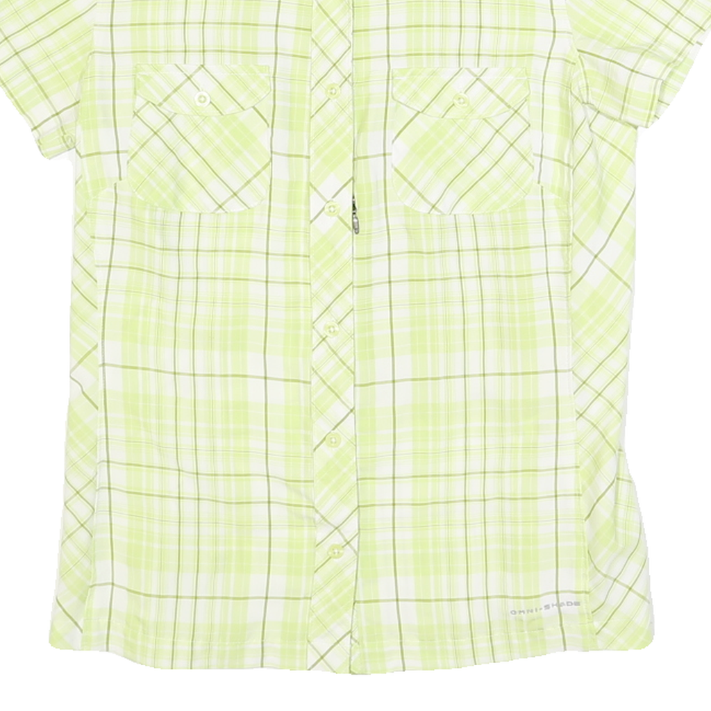 COLUMBIA Womens Lime Green Plaid Shirt S Lightweight Breathable Summer Button-Up