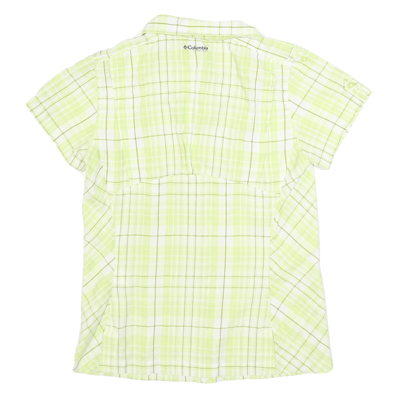 COLUMBIA Womens Lime Green Plaid Shirt S Lightweight Breathable Summer Button-Up