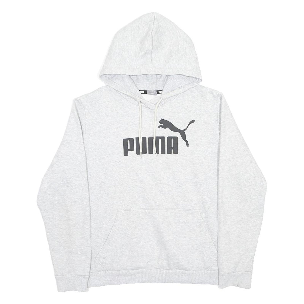 PUMA Womens Grey Hoodie L Cotton Blend Pullover Casual Sportswear
