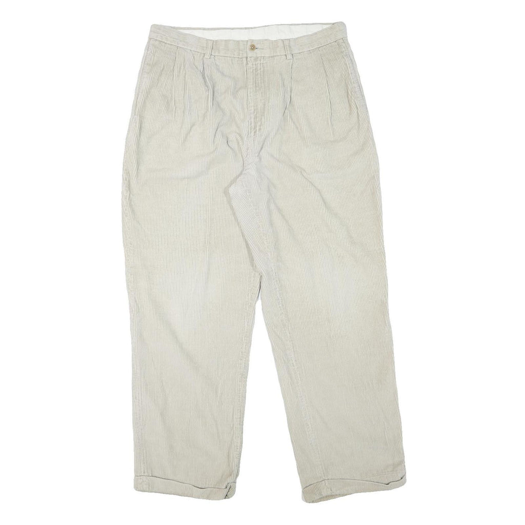 NAUTICA Mens Relaxed Cotton Blend Beige Zip Trousers W34 L30 Casual Classic