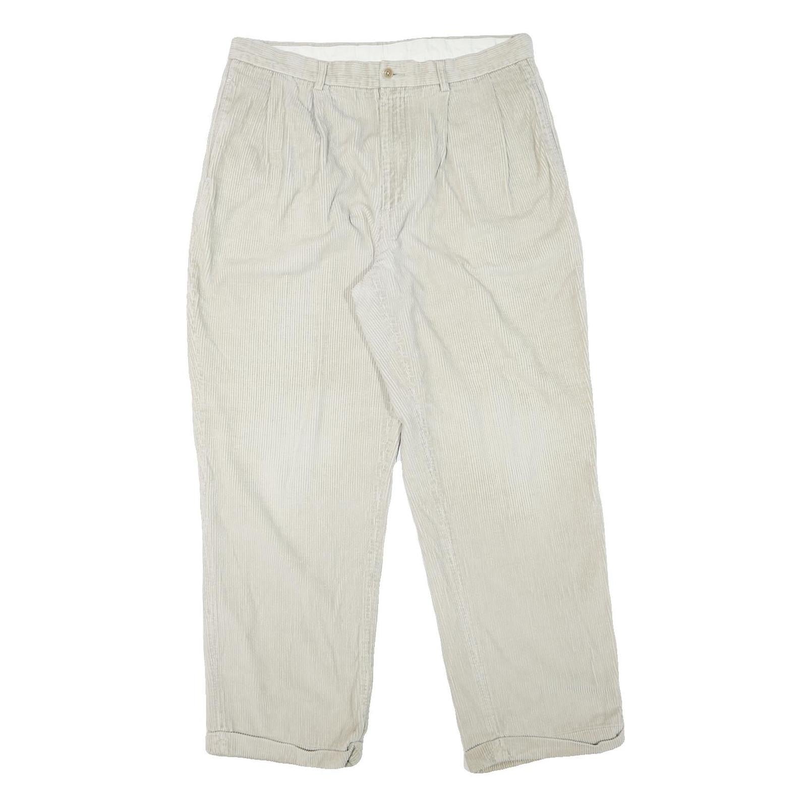 NAUTICA Mens Relaxed Cotton Blend Beige Zip Trousers W34 L30 Casual Classic