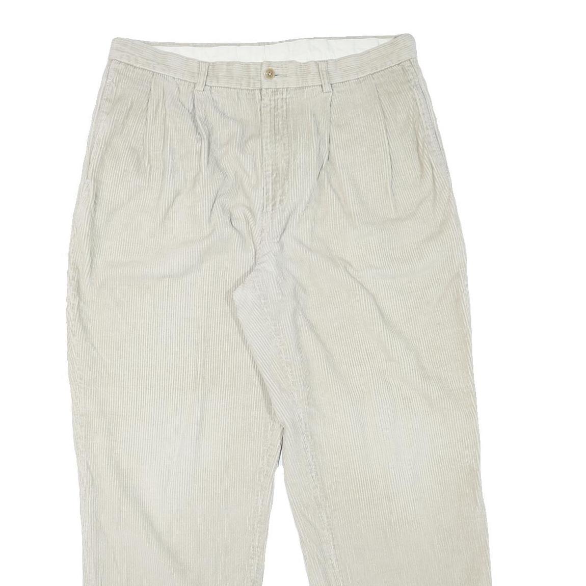 NAUTICA Mens Relaxed Cotton Blend Beige Zip Trousers W34 L30 Casual Classic
