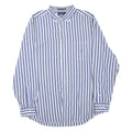 NAUTICA Mens Blue & White Striped Shirt L Classic Cotton Blend Long Sleeve