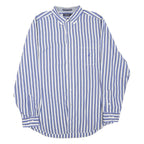 NAUTICA Mens Blue & White Striped Shirt L Classic Cotton Blend Long Sleeve