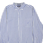 NAUTICA Mens Blue & White Striped Shirt L Classic Cotton Blend Long Sleeve