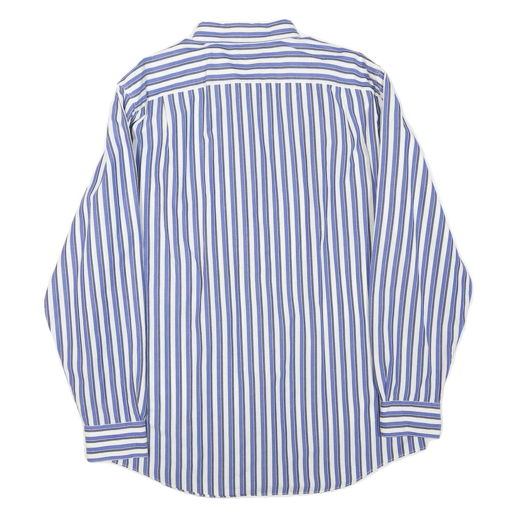 NAUTICA Mens Blue & White Striped Shirt L Classic Cotton Blend Long Sleeve