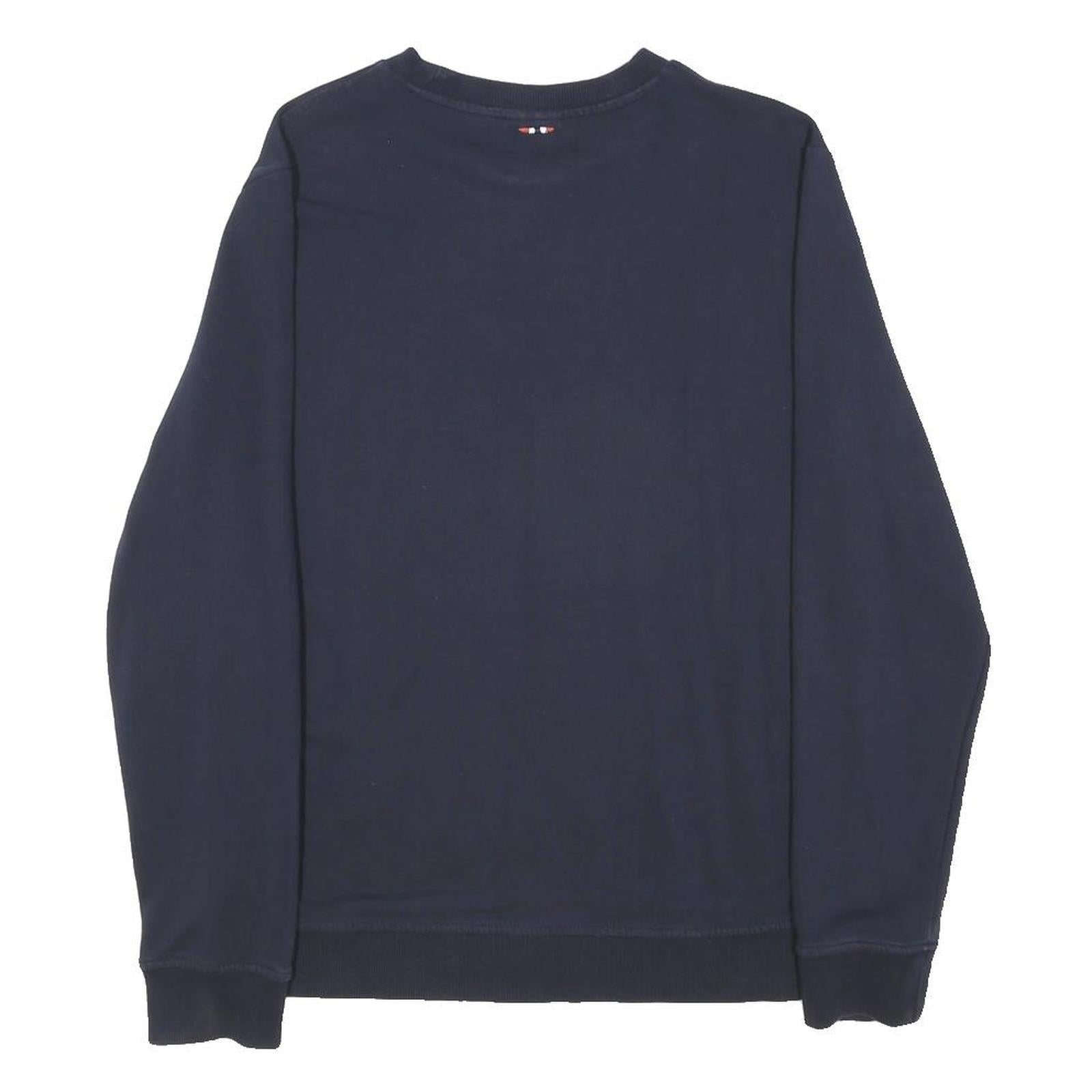 NAPAPIJRI Mens Navy Blue Sweatshirt L Cotton Blend Crew Neck Pullover Norwegian