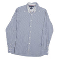 TOMMY HILFIGER Mens Blue & White Striped Shirt M Cotton Blend Classic