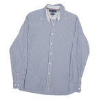 TOMMY HILFIGER Mens Blue & White Striped Shirt M Cotton Blend Classic