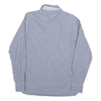 TOMMY HILFIGER Mens Blue & White Striped Shirt M Cotton Blend Classic
