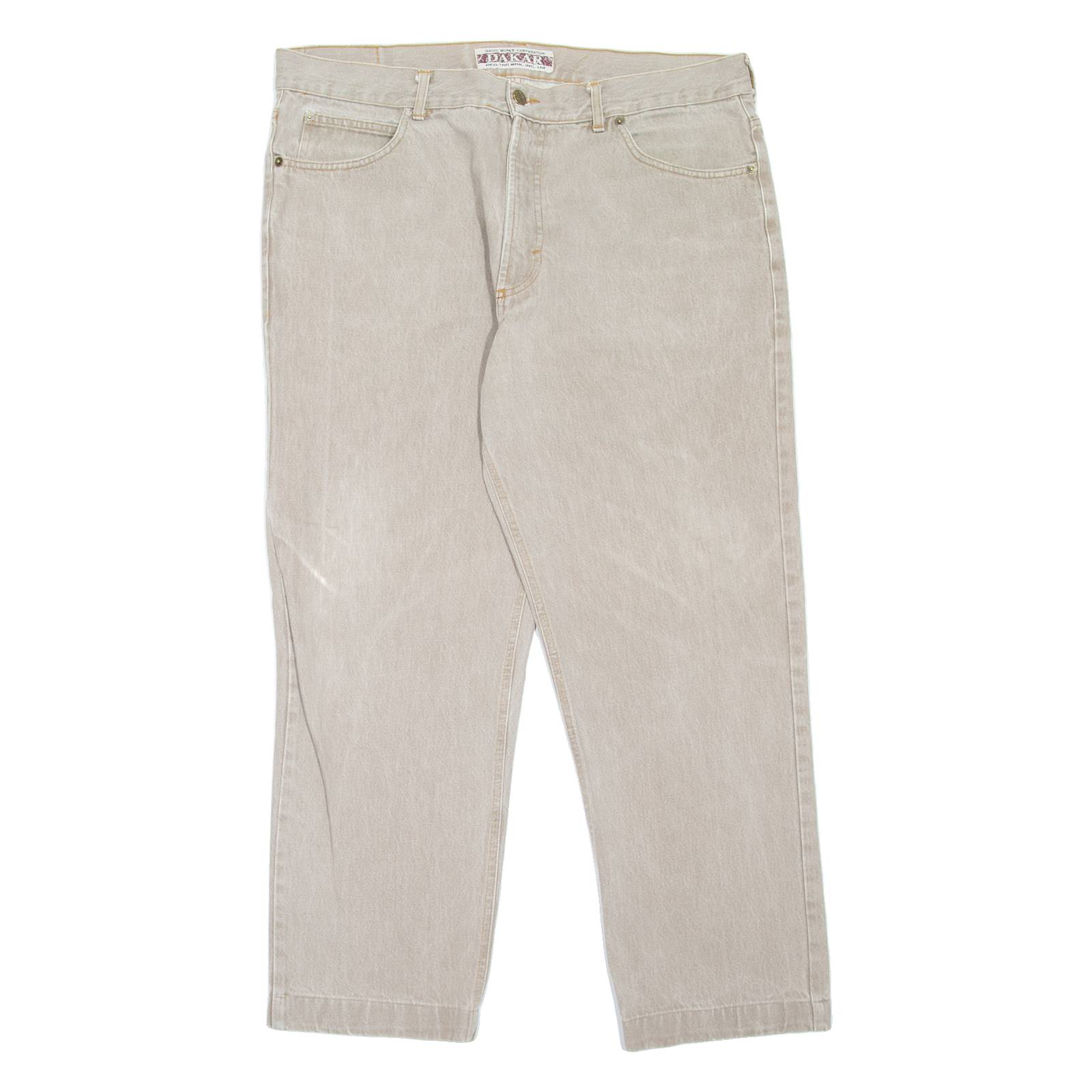 DAKAR Mens Jeans Beige Regular Tapered W36 L27