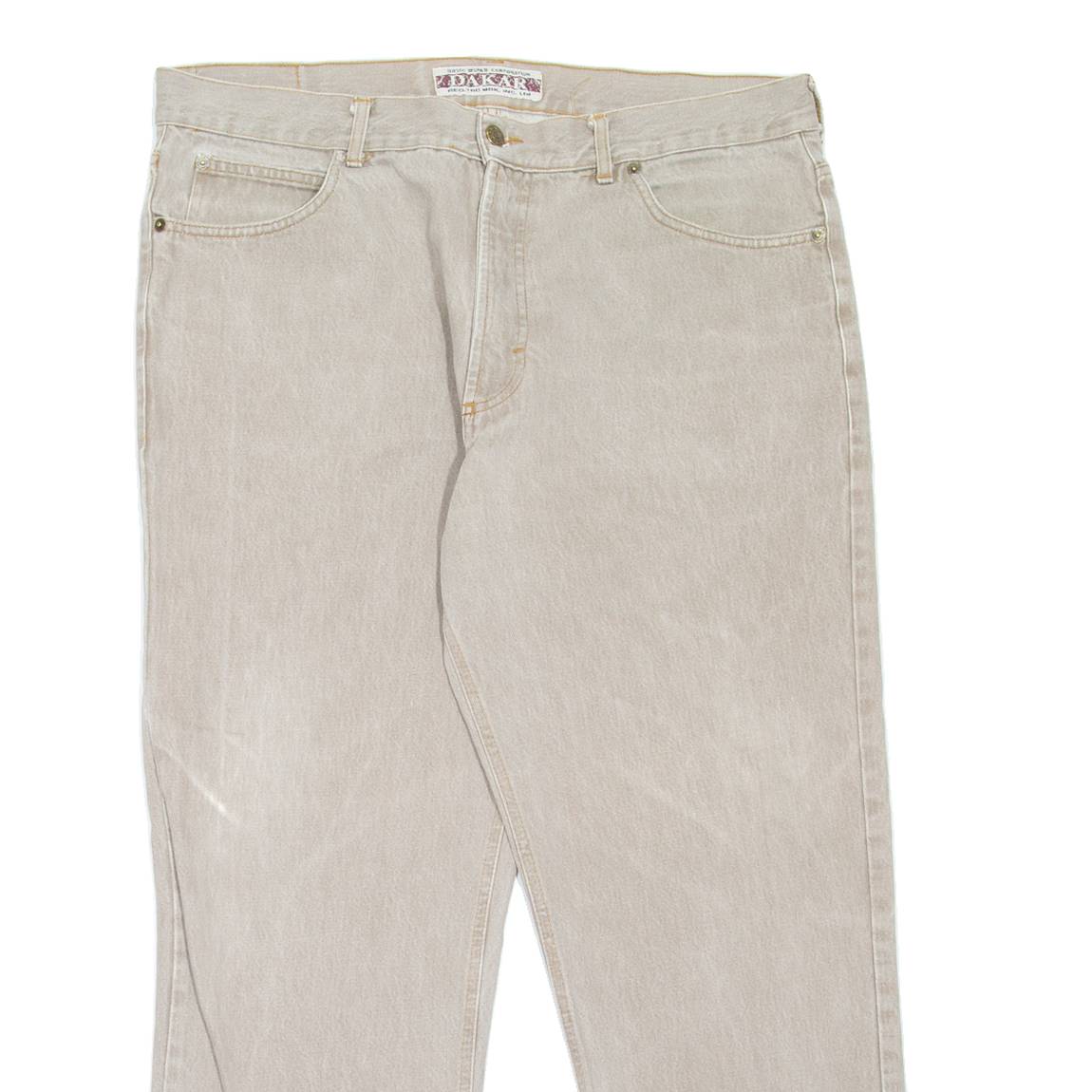 DAKAR Mens Jeans Beige Regular Tapered W36 L27