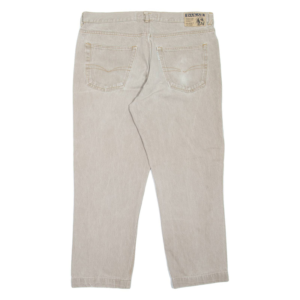 DAKAR Mens Jeans Beige Regular Tapered W36 L27