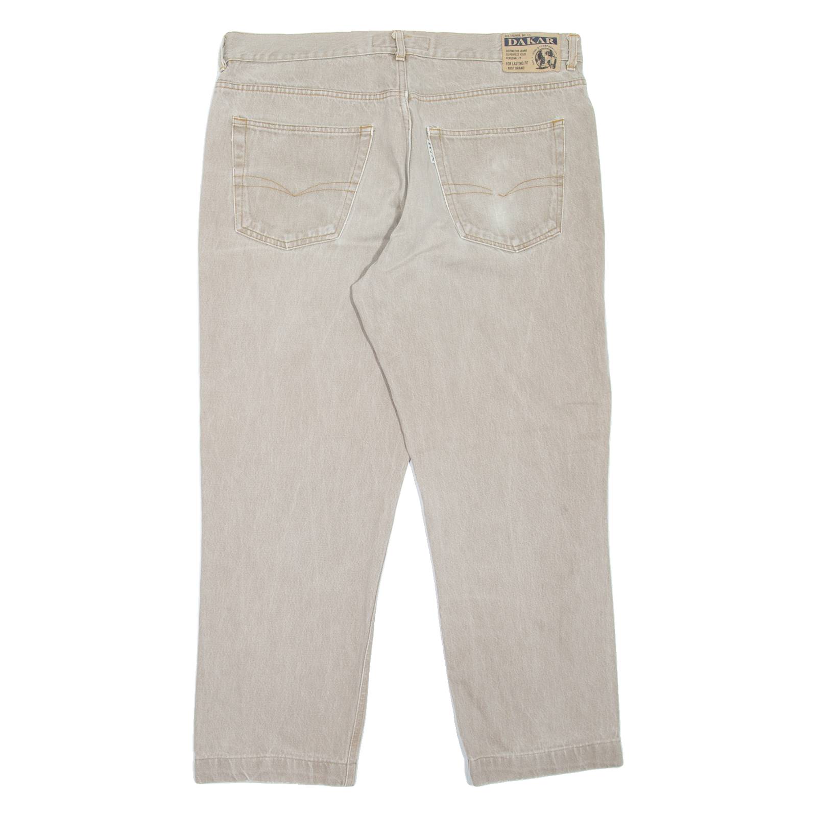 DAKAR Mens Jeans Beige Regular Tapered W36 L27