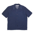 YVES DE VALERE Womens Blue Shirt Short Sleeve Collared S Cotton Top