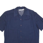YVES DE VALERE Womens Blue Shirt Short Sleeve Collared S Cotton Top