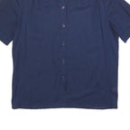 YVES DE VALERE Womens Blue Shirt Short Sleeve Collared S Cotton Top
