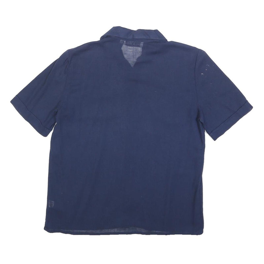 YVES DE VALERE Womens Blue Shirt Short Sleeve Collared S Cotton Top