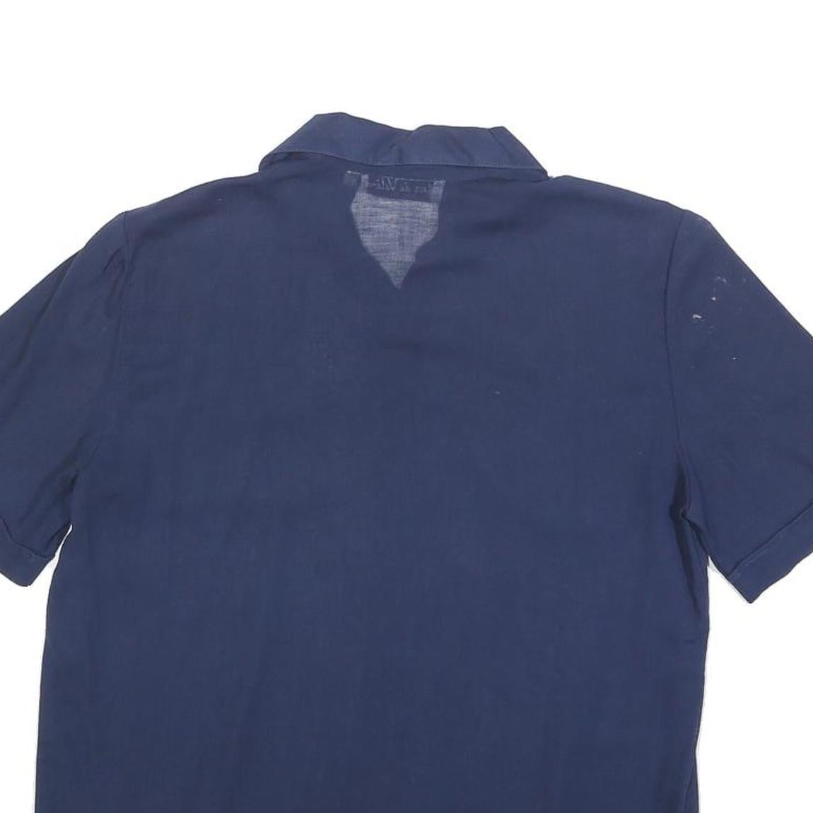 YVES DE VALERE Womens Blue Shirt Short Sleeve Collared S Cotton Top