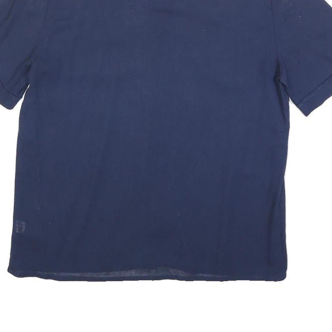 YVES DE VALERE Womens Blue Shirt Short Sleeve Collared S Cotton Top