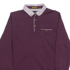 TED BAKER Mens Polo Shirt Maroon Long Sleeve S