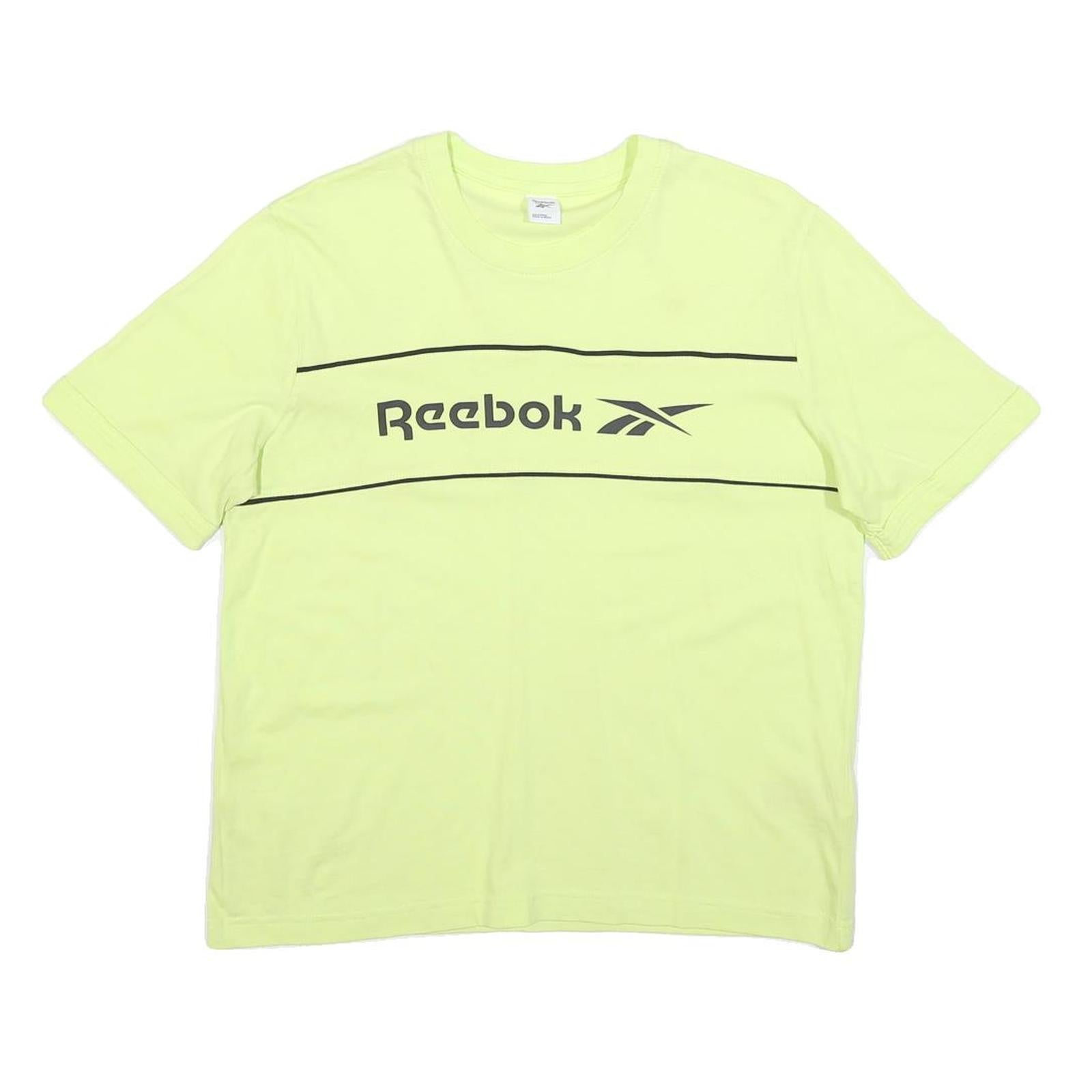 REEBOK Womens Yellow Graphic T-Shirt S Short Sleeve Crew Neck Casual