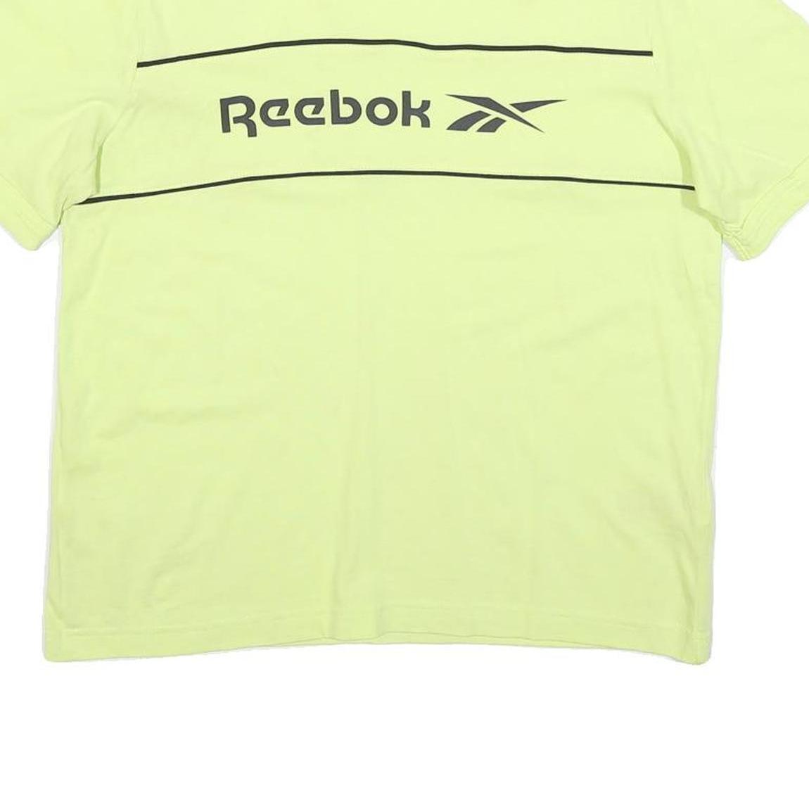 REEBOK Womens Yellow Graphic T-Shirt S Short Sleeve Crew Neck Casual