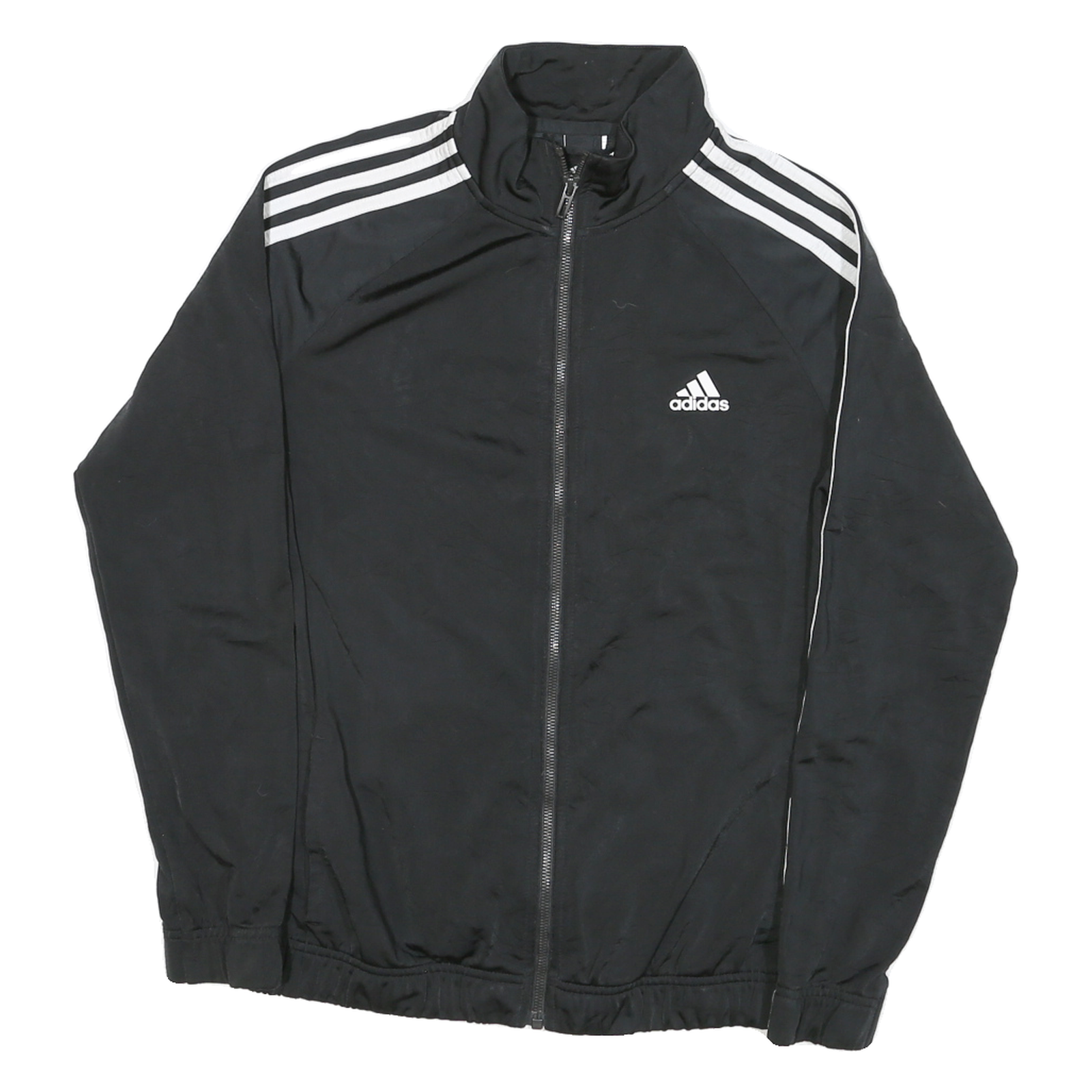ADIDAS Womens Black & White Track Jacket M Polyester Blend Zip Athletic Casual