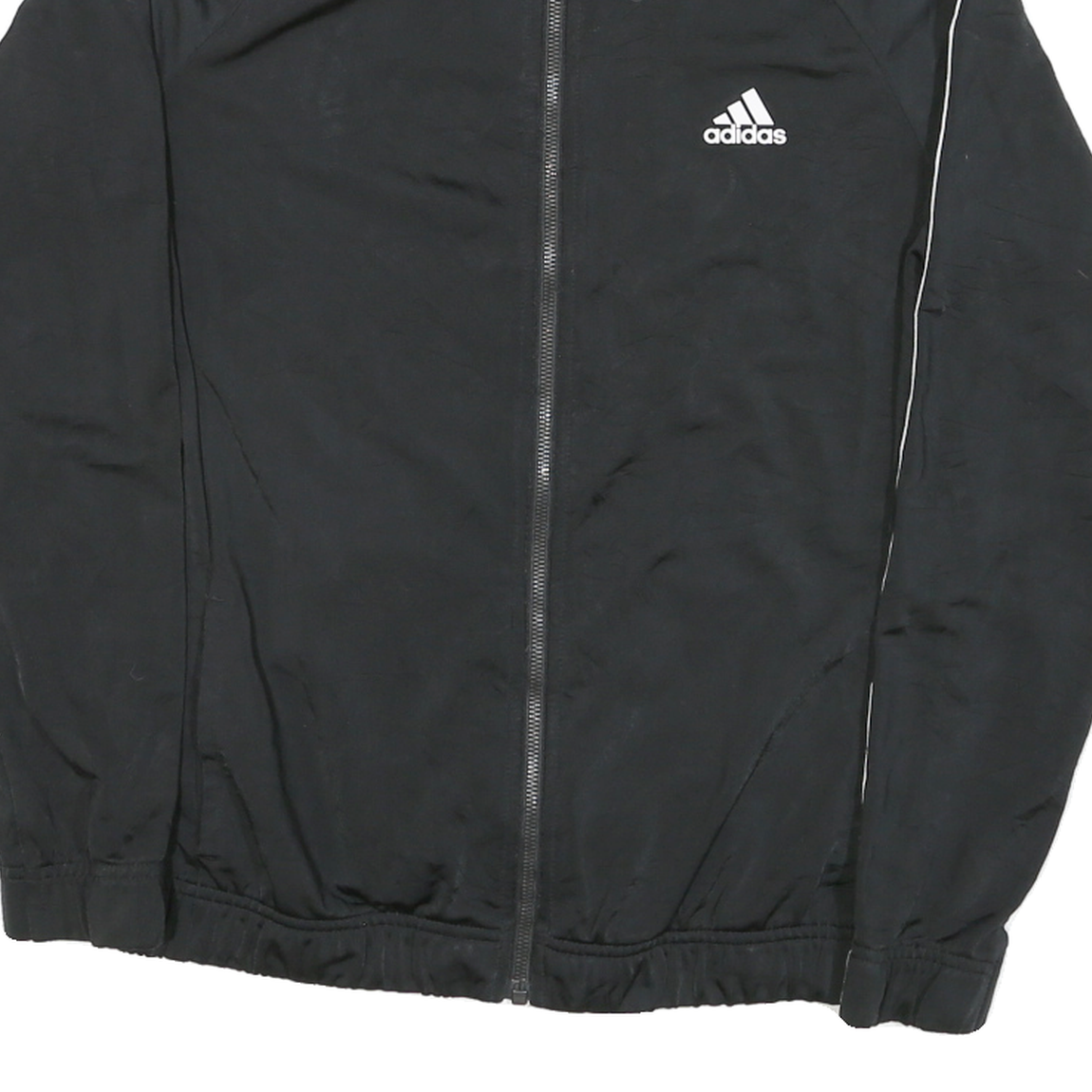 ADIDAS Womens Black & White Track Jacket M Polyester Blend Zip Athletic Casual