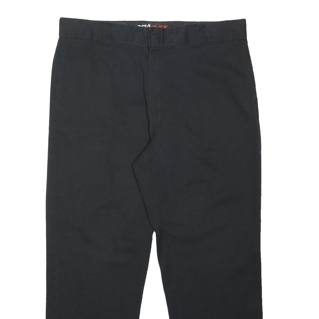 DICKIES Mens Black Regular Fit Straight Leg Trousers W40 L30 Workwear Zip