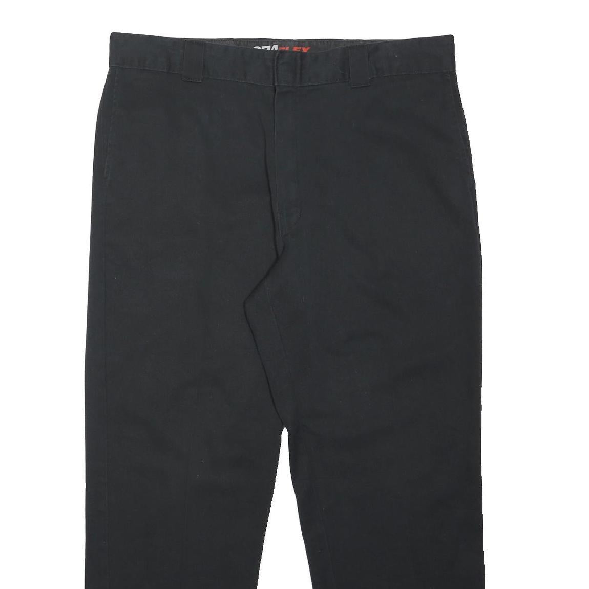 DICKIES Mens Black Regular Fit Straight Leg Trousers W40 L30 Workwear Zip