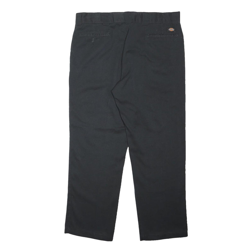 DICKIES Mens Black Regular Fit Straight Leg Trousers W40 L30 Workwear Zip