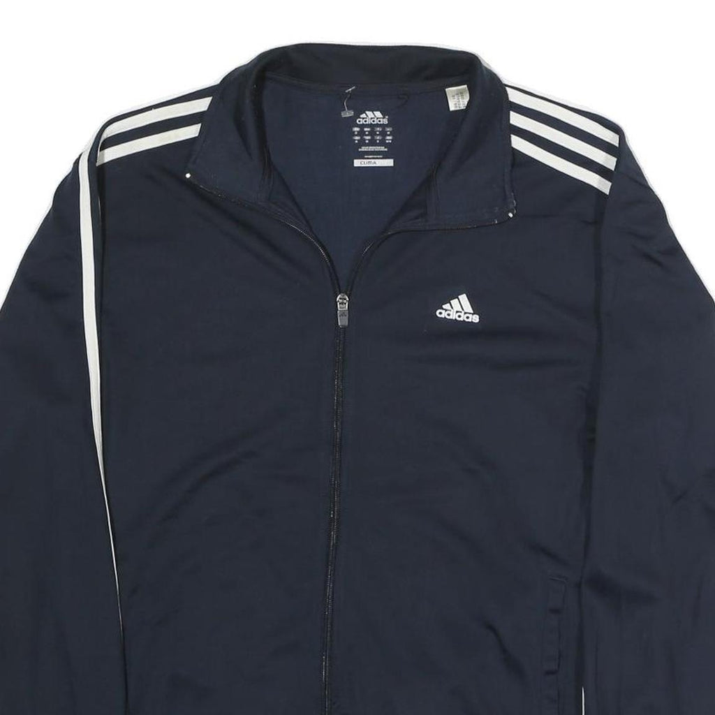 ADIDAS Mens Navy Blue Track Jacket M Polyester Blend Zip Casual Sportswear
