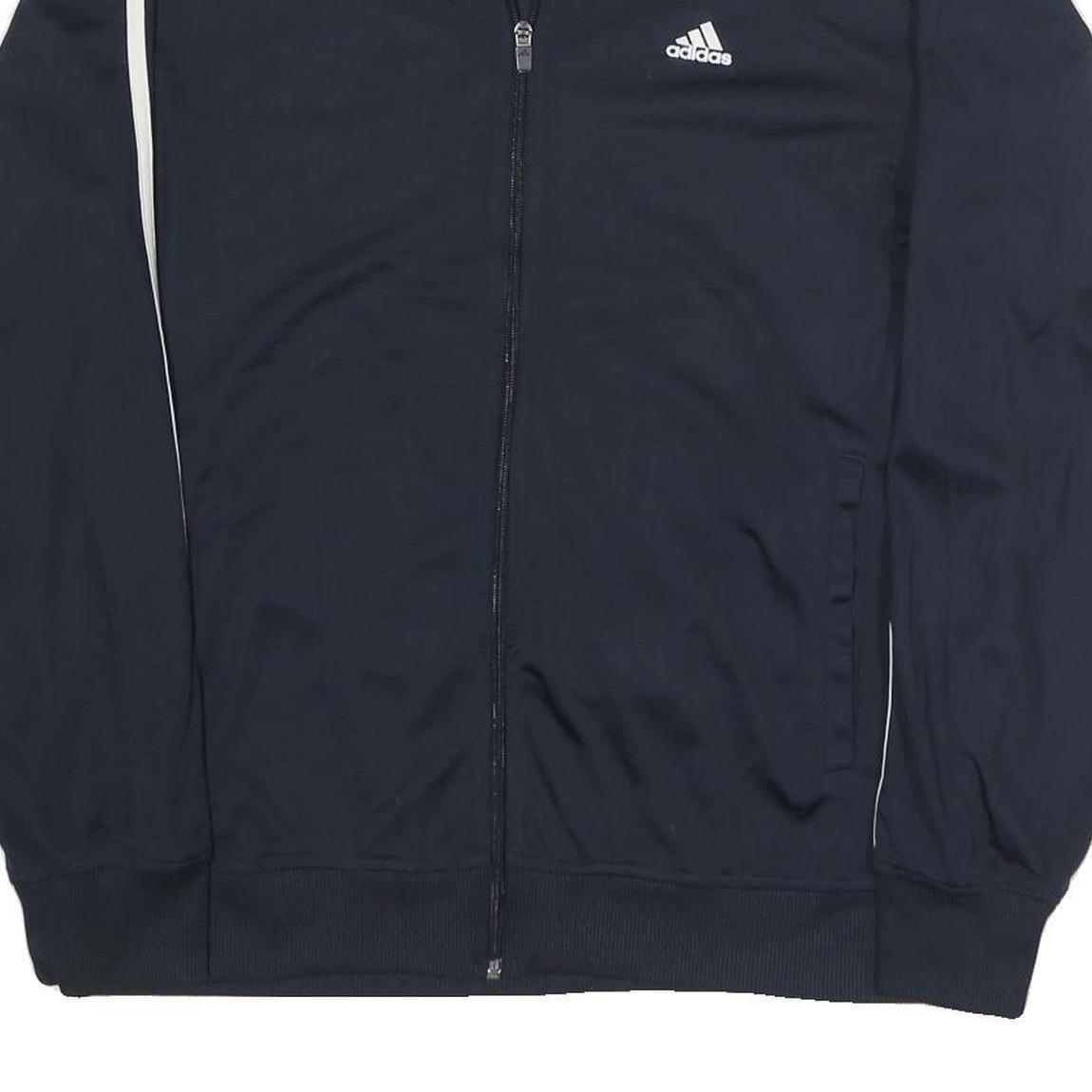 ADIDAS Mens Navy Blue Track Jacket M Polyester Blend Zip Casual Sportswear